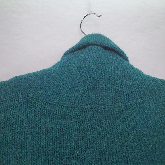 M Men's VTG USA L.L. Bean Shawl Sweater Green Wool Grandpa Button Neck Collar - Picture 7 of 9